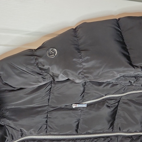 Michael Kors faux fur hooded down filled mid-length winter coat puffer black - Picture 3 of 14